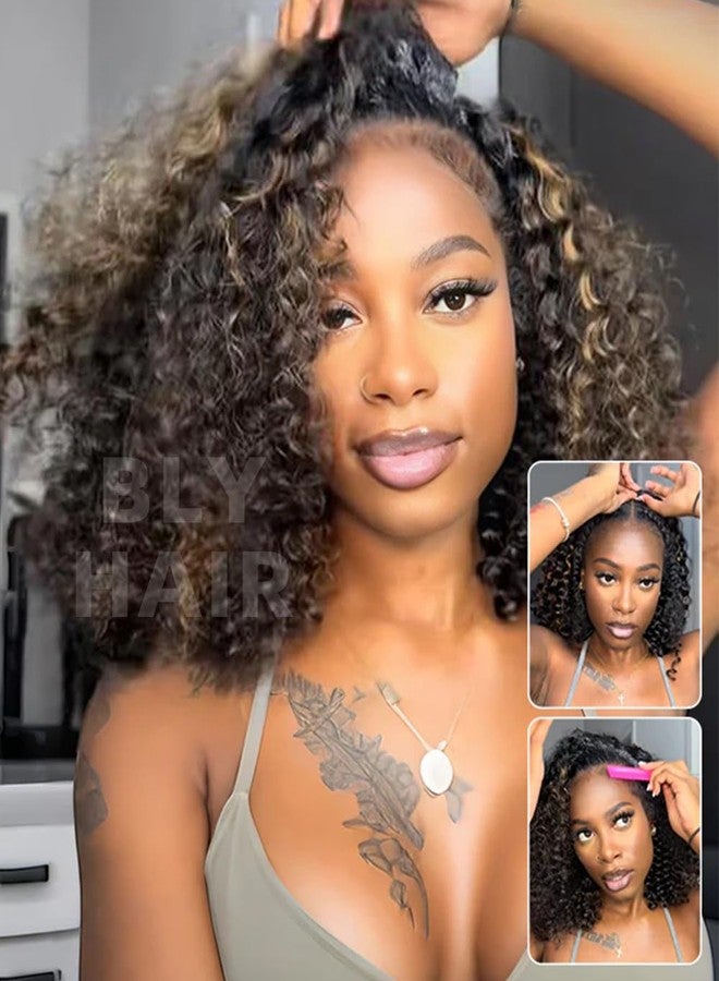 بلاي باروكة شعر طبيعي نصفية مموجة من BLY، 3 في 1، بدون غراء، برباط قابل للطي، مناسبة للنساء، لون 1B، 30 لون، كثافة 180، باروكة بوب قصيرة 16 بوصة - Image 2